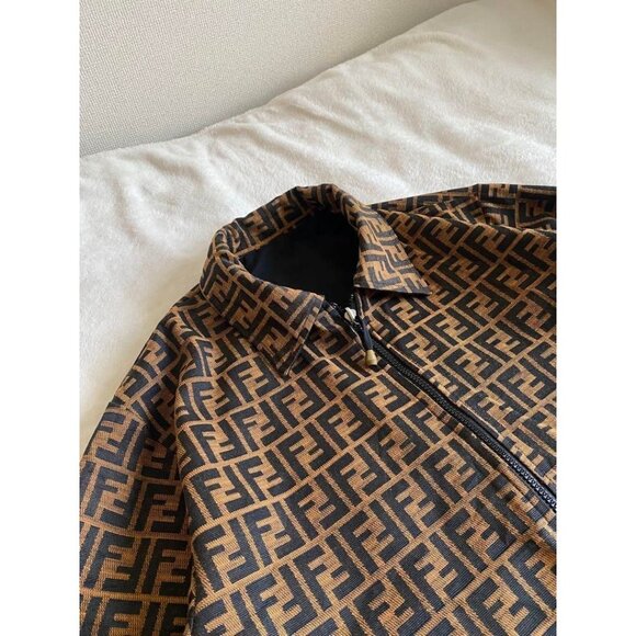 Authentic Fendi Vintage Zucca Monogram Reversible Jacket Trench Coat Brown - Picture 3 of 10